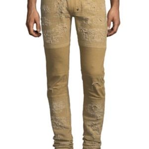PRPS Windsor distressed ,Skinny Stretch fit, Moto jeans in khaki. Men’s 40